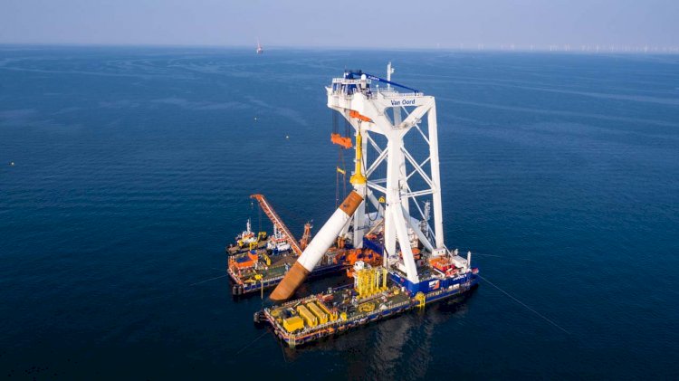 Van Oord’s heavy lift installation vessel has arrived at Kriegers Flak wind farm