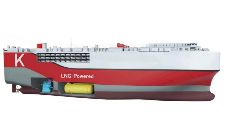 LNG fuel tanks have been installed on a next-generation car carrier