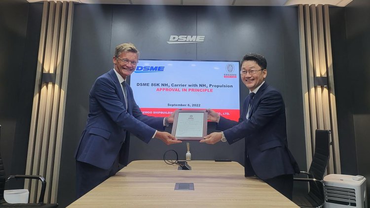 DSME receives AiP for an 86K NH3 carrier with NH3 propulsion