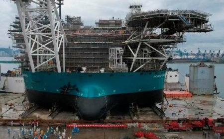 Wind turbine installation vessel Norse Energi successfully launched at the CIMC Raffles shipyard