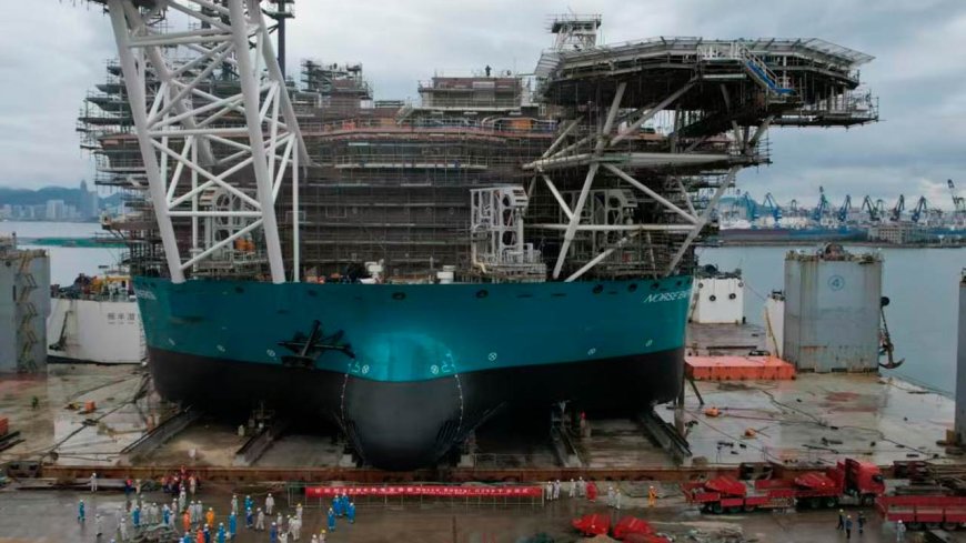 Wind turbine installation vessel Norse Energi successfully launched at the CIMC Raffles shipyard